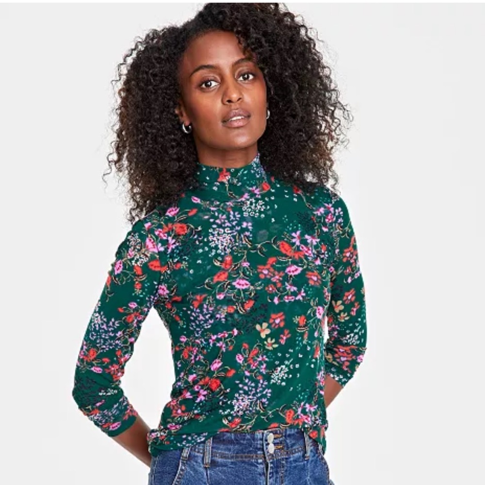 Mesh mockneck On 34th longsleeve top, small